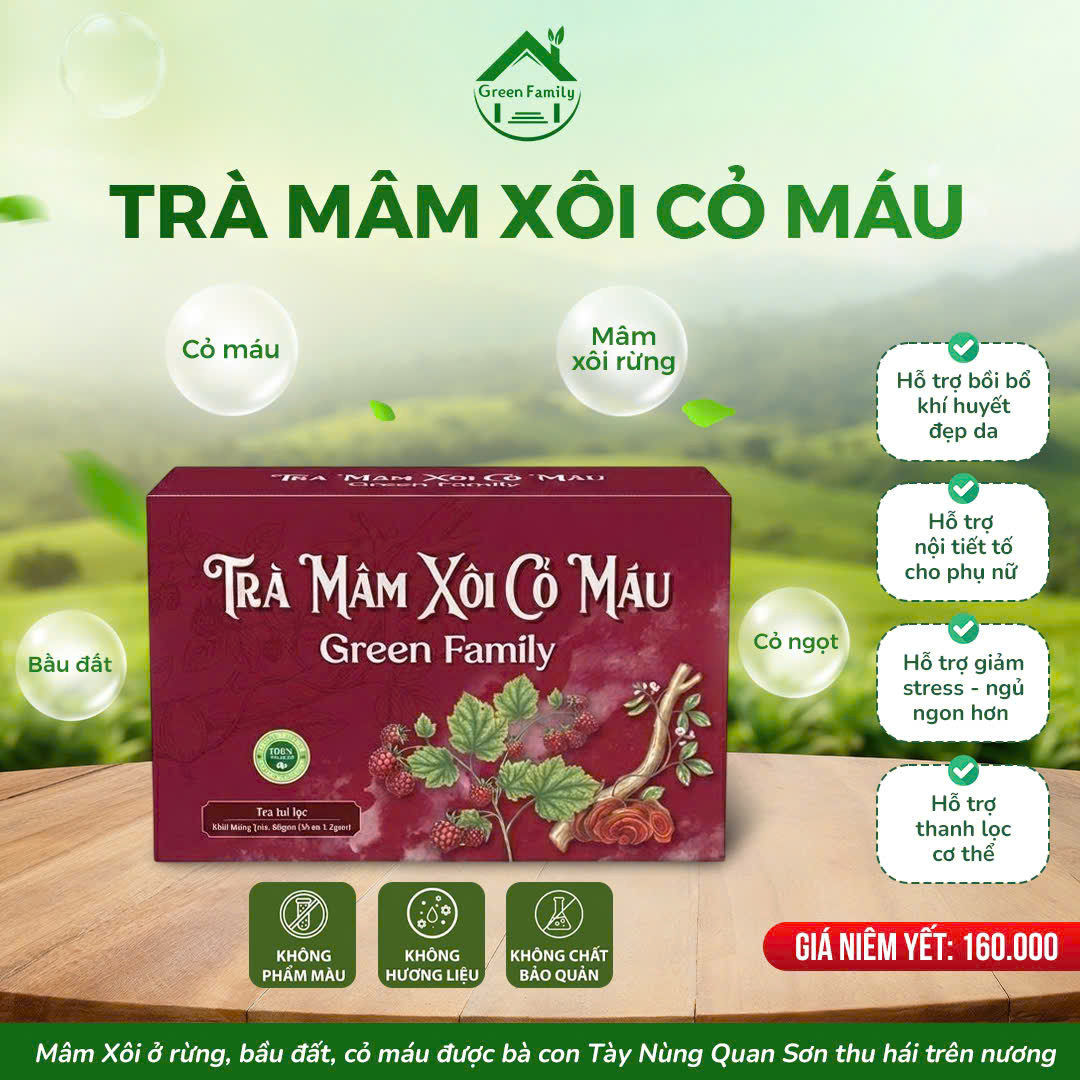 Trà Mâm Xôi Cỏ Máu Green Family